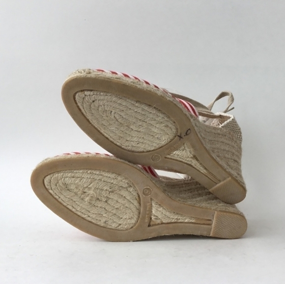 Andre Assous Striped Wedge Lace Up Espadrille Red White Size 10 New - Picture 13 of 13